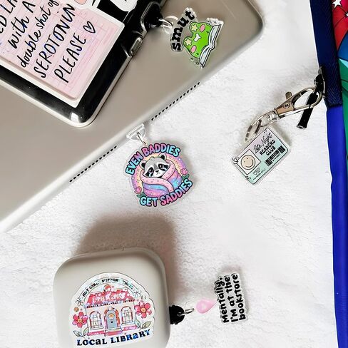Raccoon Charms for Kindle for Phone, Dust Plug Charm 1.5 Inches Funny Raccoon, Sarcastic Quote, Humor, Meme Lightning/Type C Charging Port Acrylic Material in Saudi Arabia