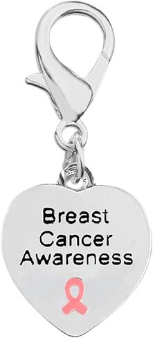 Pink Ribbon Hanging Charm for Breast Cancer Awareness - Perfect for Bracelets, Purses, Zipper Pull, Dog & Cat's Collar, Support Groups, Fundraisers and More! in Saudi Arabia