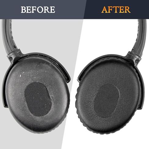 SOULWIT Professional Replacement Earpads for Bose QuietComfort 3 (QC3) and OE1 On-Ear Headphones, EarPads Cushions with Soft Protein Leather, High-Density Noise Isolation Foam - Black in Saudi Arabia