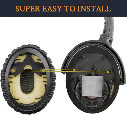 SOULWIT Professional Replacement Earpads for Bose QuietComfort 3 (QC3) and OE1 On-Ear Headphones, EarPads Cushions with Soft Protein Leather, High-Density Noise Isolation Foam - Black in Saudi Arabia