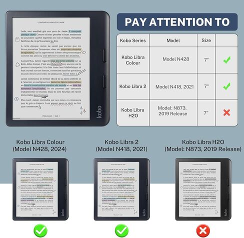 تتضمن العلبة الذكية لـ Kobo Libra Color و Kobo Libra 2 e -Reader ، واقي شاشة - 7 بوصات من الجلد PU مع النوم التلقائي/الاستيقاظ (طباعة غامضة ، مقاس واحد) in Saudi Arabia
