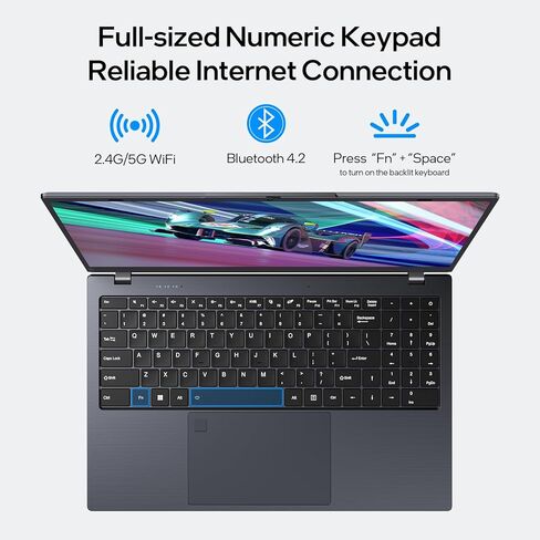 15.6 "Windows 11 LAPTOP-Intel N5095 رباعي النواة ، ذاكرة الوصول العشوائي 512GB 512GB SSD ، عرض IPS FHD ، WIFI مزدوج النطاق 2.4/5 جيجا هرتز ، بلوتوث 4.2 ، لوحة المفاتيح الخلفية وإصبعاتها ، Office 2024 بالإضافة إلى التثبيت المسبق in Kuwait
