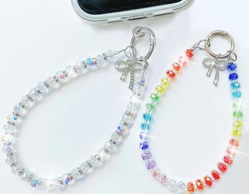 2 حزمة Bling Crystal Keychain Charms حزام معصم الهاتف للنساء الفتيات ، سوار الحبل اللامع لأكياس محفظة سماعة الأذن carkeys in Saudi Arabia