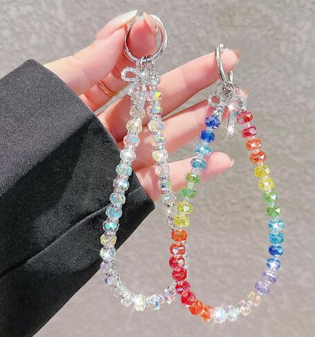 2 حزمة Bling Crystal Keychain Charms حزام معصم الهاتف للنساء الفتيات ، سوار الحبل اللامع لأكياس محفظة سماعة الأذن carkeys in Saudi Arabia