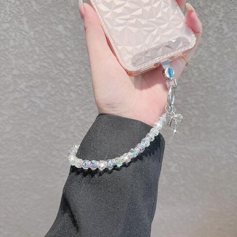 2 حزمة Bling Crystal Keychain Charms حزام معصم الهاتف للنساء الفتيات ، سوار الحبل اللامع لأكياس محفظة سماعة الأذن carkeys in Saudi Arabia