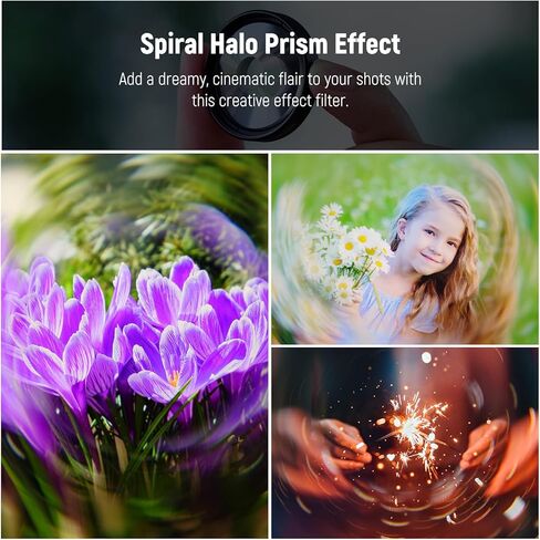 Neewer 37mm firal Halo Prism Filter مع مقطع الهاتف ، ومرشح K9 Crystal Glass Effect ، وملحقات عدسة الكاميرا للهاتف لحالة القفص الخلفية على ملول 17 مم متوافقة مع iPhone Samsung Android ، FL-100 in Saudi Arabia