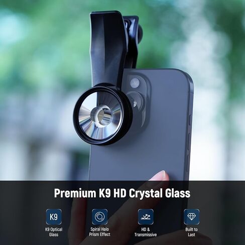 Neewer 37mm firal Halo Prism Filter مع مقطع الهاتف ، ومرشح K9 Crystal Glass Effect ، وملحقات عدسة الكاميرا للهاتف لحالة القفص الخلفية على ملول 17 مم متوافقة مع iPhone Samsung Android ، FL-100 in Saudi Arabia
