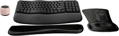 Logitech Mk670 Comfort Wave Wireless Wireless Keyboard & Mouse Combo Home Office Office Attlesle Modern Backle مع مكبر الصوت اللاسلكي Micro Portable Portable ، وسادة معصم الهلام ووسادة الماوس in Kuwait