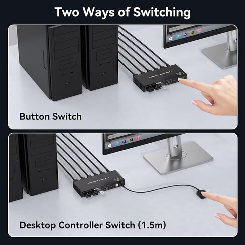 KVM Switch 1 Switors 2 Computers HDMI KVM Switchs 4K60Hz لجهاز كمبيوتر يشاركان طابعة مراقبة واحدة في مراقبة الفأر والوحة المفاتيح مع كبلتين USB ووحدة التحكم السلكية SW201ABC in Saudi Arabia
