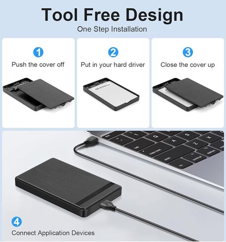 حاوية محرك أقراص صلبة خارجي 2.5 "، SATA إلى USB 3.0 محول خالي من الأدوات حالة القرص الصلب الخارجي لمدة 2.5 بوصة SATA SSD 7-9.5 مم ， 6TB سعة in Saudi Arabia