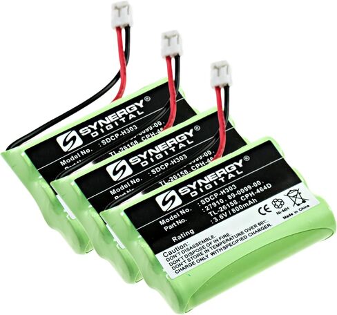 بطارية الهاتف اللاسلكي الرقمي التآزر ، متوافقة مع راديو Shack 23-894 Cordless Battern Combo-Packs تشمل: 3 × بطاريات SDCP-H303 in Saudi Arabia