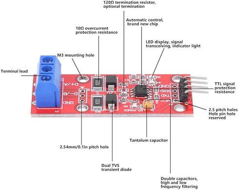 SCM TTL إلى RS485 وحدة التحكم في التدفق التلقائي 485 Serial مستوى UART محول الكهرباء المتبادل الدعم 3.3V و 5V in Saudi Arabia