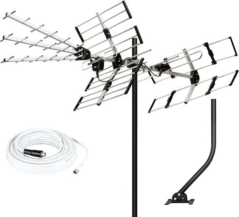 Five Star HDTV Outdoor Antenna 200 Miles Long Range Upgraded Yagi VHF UHF Support ATSC 3.0 and 4K Broadcast with 21" mounting Pole (Renewed) in Saudi Arabia