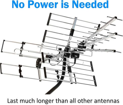 Five Star HDTV Outdoor Antenna 200 Miles Long Range Upgraded Yagi VHF UHF Support ATSC 3.0 and 4K Broadcast with 21" mounting Pole (Renewed) in Saudi Arabia