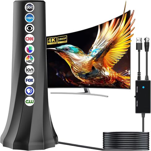 2025 هوائي تلفزيوني داخلي ، هوائيات للتلفزيون الذكي مع معزز إشارة مكبر الصوت ، هوائي HDTV للقنوات المحلية 1000+ ميل ، يدعم الهوائيات الرقمية 4K 8K 1080p جميع أجهزة التلفاز-Outdoor Hantaa 25ft Coax in Kuwait