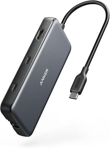 Anker 555 USB-C Hub (8-in-1) for Notebook/Monitor - Memory Card Reader - MicroSD, SD - 100W - 4K 3840x2160 - 2 USB-A Ports - 1 USB Type-C - Supports 1 Display in Saudi Arabia