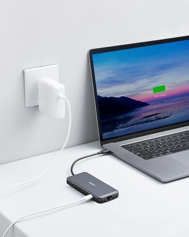 Anker 555 USB-C Hub (8-in-1) for Notebook/Monitor - Memory Card Reader - MicroSD, SD - 100W - 4K 3840x2160 - 2 USB-A Ports - 1 USB Type-C - Supports 1 Display in Saudi Arabia