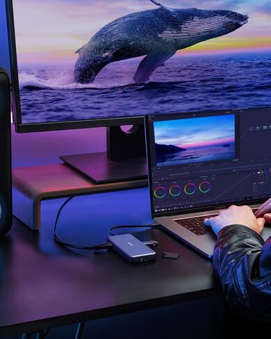 Anker 555 USB-C Hub (8-in-1) for Notebook/Monitor - Memory Card Reader - MicroSD, SD - 100W - 4K 3840x2160 - 2 USB-A Ports - 1 USB Type-C - Supports 1 Display in Saudi Arabia