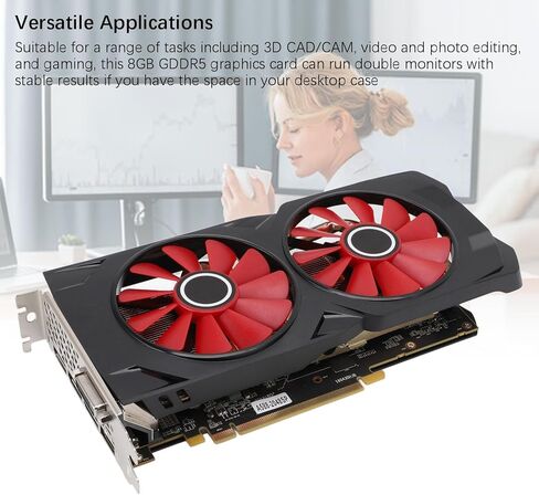 DENASH 8GB GDDR5 بطاقة رسومات ، بطاقة فيديو 256 بت GPU PCI Express 3.0 × 16 بطاقة رسومات ألعاب مع 2 مراوح تبريد لجهاز 4K Gaming PC 1080P 3A Games in Kuwait