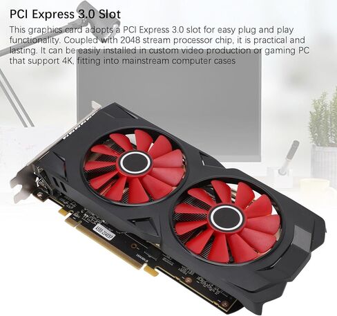 DENASH 8GB GDDR5 بطاقة رسومات ، بطاقة فيديو 256 بت GPU PCI Express 3.0 × 16 بطاقة رسومات ألعاب مع 2 مراوح تبريد لجهاز 4K Gaming PC 1080P 3A Games in Kuwait