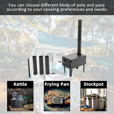 KUAFU Wood Burning Stove Tent Camping Stove for Outdoor Cooking Fishing Hiking Travel Portable Heater with Storable Chimney Pipes in Saudi Arabia