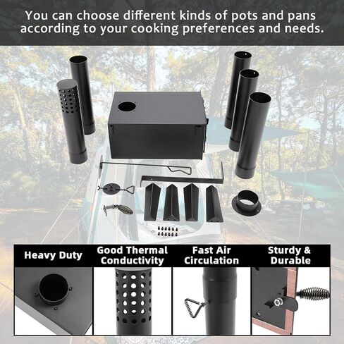 KUAFU Wood Burning Stove Tent Camping Stove for Outdoor Cooking Fishing Hiking Travel Portable Heater with Storable Chimney Pipes in Saudi Arabia