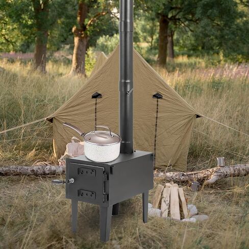 KUAFU Wood Burning Stove Tent Camping Stove for Outdoor Cooking Fishing Hiking Travel Portable Heater with Storable Chimney Pipes in Saudi Arabia