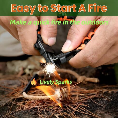 Paracord Bracelets, Adjustable Survival Bracelet, Fire Starter, Reliable Compass, Whistle, 550 Type III Paracord Tactical Gear, Perfect for Hiking, Camping, 2 pack in Saudi Arabia