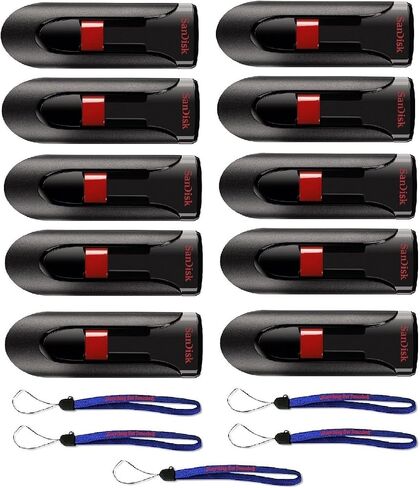 SanDisk Cruzer Glide 32GB (10 Pack) Cruzer USB 2.0 Flash Drive Jump Drive Pen Drive CZ60 Bundle with (5) Everything But Stromboli Lanyards in Saudi Arabia