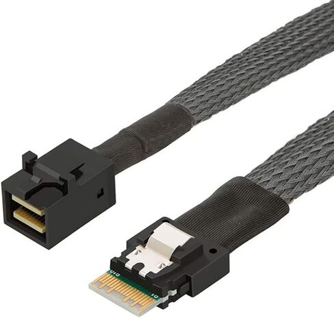 PCIe 4.0 Slimline SAS SFF 8654 4i 38Pin to Mini SAS HD SFF 8643 Cable – 12Gbps High Speed Server Wire, 30AWG Copper, Black (0.5m) in Saudi Arabia