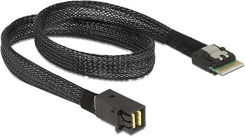 PCIe 4.0 Slimline SAS SFF 8654 4i 38Pin to Mini SAS HD SFF 8643 Cable – 12Gbps High Speed Server Wire, 30AWG Copper, Black (0.5m) in Saudi Arabia