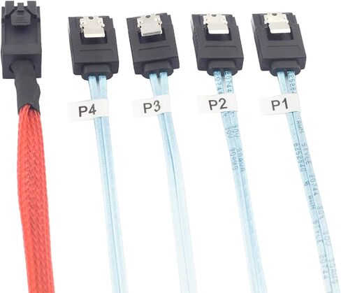 Mini SAS HD SFF 8643 to 4X SATA Cable 0.5m 1m – High Speed 12Gbps Server Connection Wire, Red, 30AWG Copper (0.5m) in Saudi Arabia