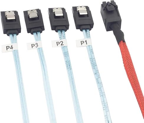 Mini SAS HD SFF 8643 to 4X SATA Cable 0.5m 1m – High Speed 12Gbps Server Connection Wire, Red, 30AWG Copper (0.5m) in Saudi Arabia