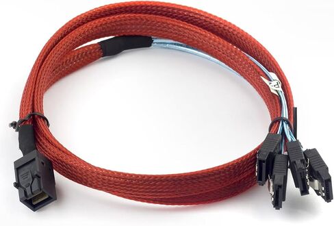 Mini SAS HD SFF 8643 to 4X SATA Cable 0.5m 1m – High Speed 12Gbps Server Connection Wire, Red, 30AWG Copper (0.5m) in Saudi Arabia
