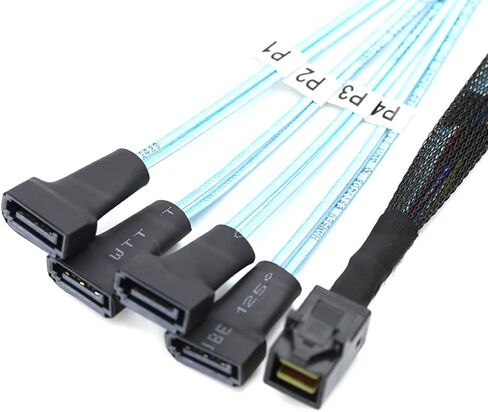 Mini SAS HD SFF 8643 to 4X SATA 7Pin Male Cable – 12Gbps High Speed Server Wire, 30AWG Copper, Black (0.5m) in Saudi Arabia