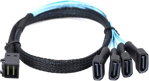 Mini SAS HD SFF 8643 to 4X SATA 7Pin Male Cable – 12Gbps High Speed Server Wire, 30AWG Copper, Black (0.5m) in Saudi Arabia