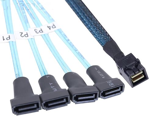 Mini SAS HD SFF 8643 to 4X SATA 7Pin Male Cable – 12Gbps High Speed Server Wire, 30AWG Copper, Black (0.5m) in Saudi Arabia