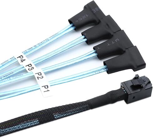 Mini SAS HD SFF 8643 to 4X SATA 7Pin Male Cable – 12Gbps High Speed Server Wire, 30AWG Copper, Black (0.5m) in Saudi Arabia
