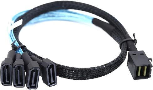 Mini SAS HD SFF 8643 to 4X SATA 7Pin Male Cable – 12Gbps High Speed Server Wire, 30AWG Copper, Black (0.5m) in Saudi Arabia