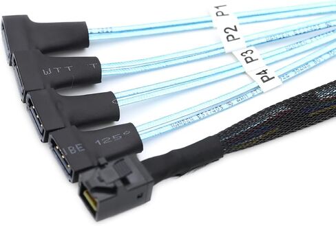 Mini SAS HD SFF 8643 to 4X SATA 7Pin Male Cable – 12Gbps High Speed Server Wire, 30AWG Copper, Black (0.5m) in Saudi Arabia