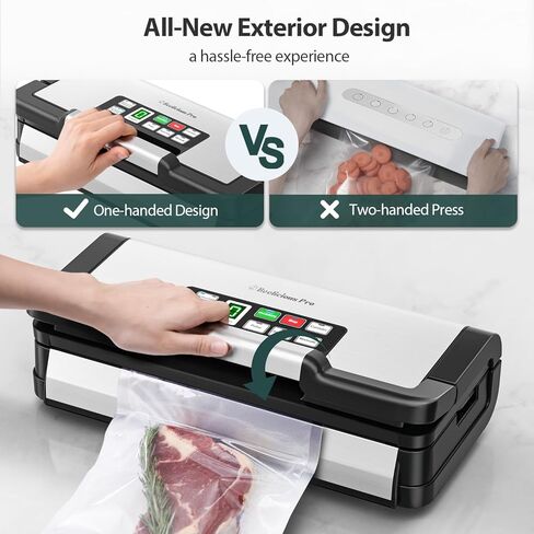 90Kpa Powerful Vacuum Sealer, with 10-in-1 Functions,Double Seal & Double Pump,Built-in Cutter&Hose,Handle-Ease Design, Vacuum Sealer Machine for Food with Bags Storage, Stainless Steel in Kuwait