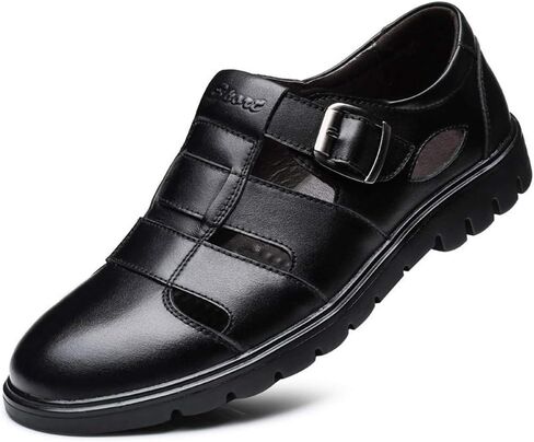 CMM Men's Closed-Toe Leather Strap Business Sandal Cool Beach Sandals Plus Size in Saudi Arabia