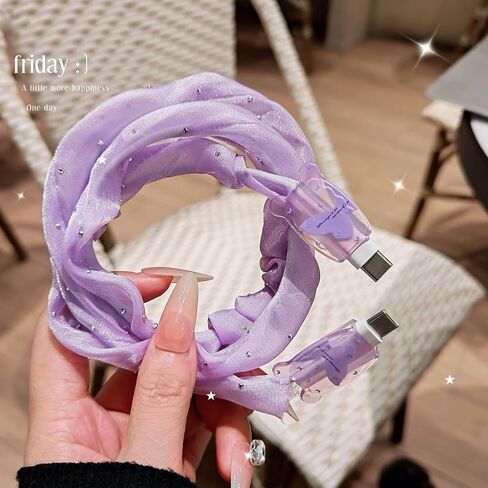 Cute Charging Cord Protector for iPhone Charger Cover,Pretty Purple Butterfly Pattern Design,DIY Soft Cable Protector Data Cable Saver for Women for iPhone iPad 18W/20W Charger Cover in Saudi Arabia