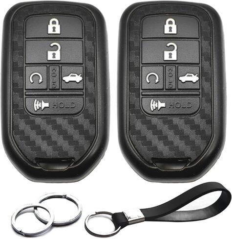 2pcs Compatible with Honda Passport CR-V Accord Pilot Civic HR-V Insight Carbon Fiber Looks Key Fob Cover Case Key Chain Protector Keyless Remote Holder in Kuwait