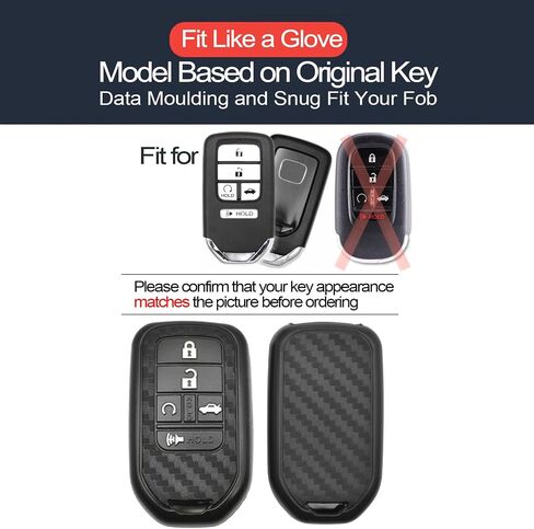 2pcs Compatible with Honda Passport CR-V Accord Pilot Civic HR-V Insight Carbon Fiber Looks Key Fob Cover Case Key Chain Protector Keyless Remote Holder in Kuwait