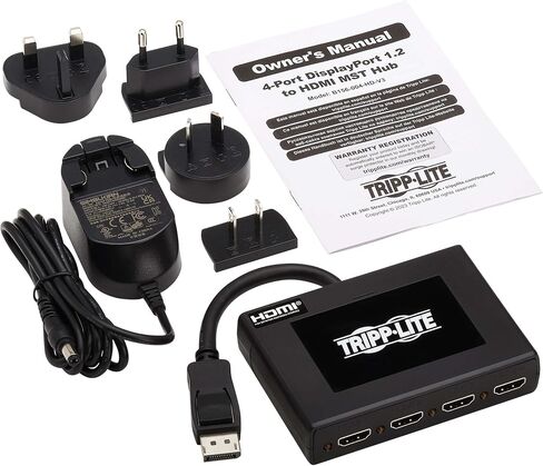 Tripp Lite DisplayPort to HDMI Adatper, 4 Monitor Display Splitter, 4K@60Hz, DP to 4X HDMI - Extend, Mirror, & Video Wall - DisplayPort MST 4-Port Hub, Plug-and-Play, 3-Year Warranty (B156-004-HD-V3) in Saudi Arabia