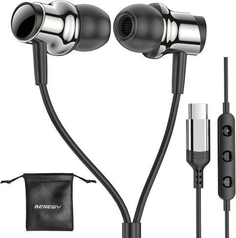 USB C Headphone for Samsung S25 S24 S23 Ultra FE S22 A55 A54 Wired Earbuds Magnetic in-Ear Type C Earphone with Mic Volume Control Stereo Noise Canceling Earbuds for iPhone 17 16 15 Pro Max Pixel 9 8a in Saudi Arabia