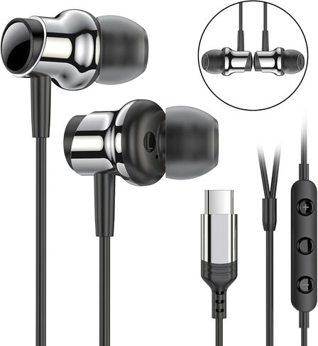 USB C Headphone for Samsung S25 S24 S23 Ultra FE S22 A55 A54 Wired Earbuds Magnetic in-Ear Type C Earphone with Mic Volume Control Stereo Noise Canceling Earbuds for iPhone 17 16 15 Pro Max Pixel 9 8a in Saudi Arabia