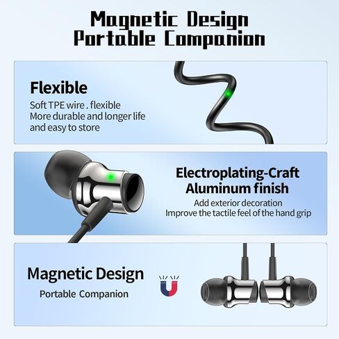 USB C Headphone for Samsung S25 S24 S23 Ultra FE S22 A55 A54 Wired Earbuds Magnetic in-Ear Type C Earphone with Mic Volume Control Stereo Noise Canceling Earbuds for iPhone 17 16 15 Pro Max Pixel 9 8a in Saudi Arabia