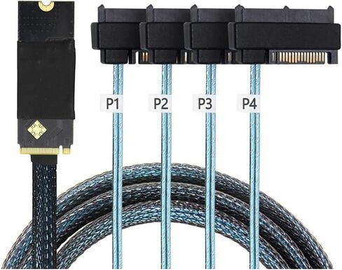 M.2 SFF-8643 إلى 4 X SAS 8482 CONTRALTER CABLER-12 جيجابت في الثانية من خادم عالي السرعة ، و 30AWG الأسلاك النحاسية ، والتوصيل والتشغيل (0.5M) in Saudi Arabia